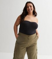 New Look Curves Black Jersey Ruched Bandeau Top